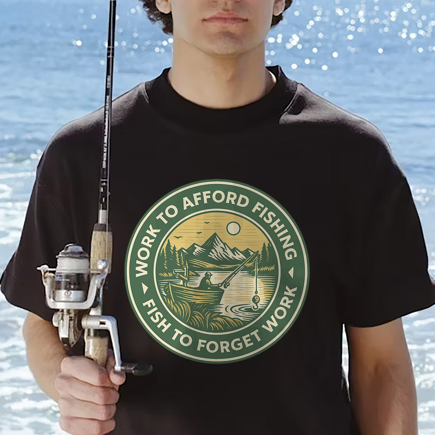 Funny Fishing Tee – Work To Afford Fishing - To Forget Work Shirt – Black – Up To 5XL