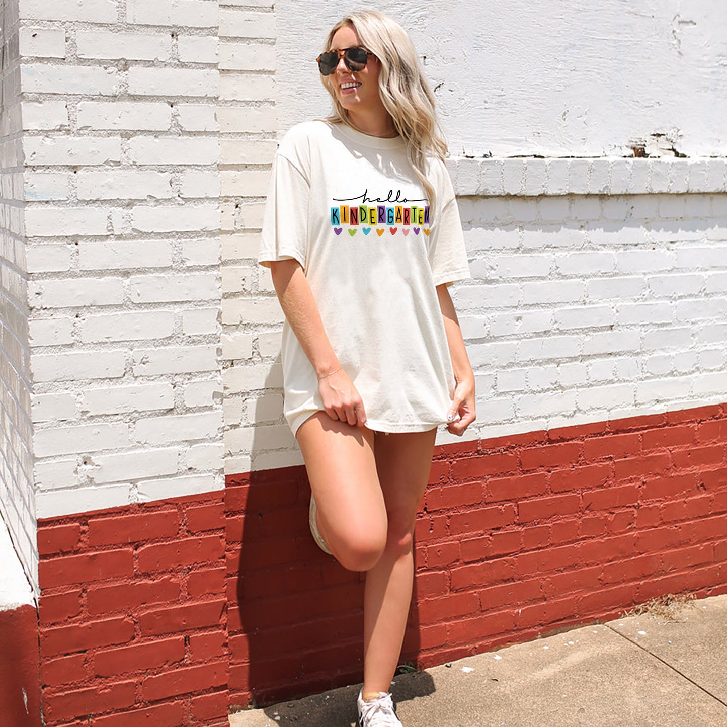Hello Kindergarten Shirt – Back to School Gift Tee – Natural – Up To 5XL