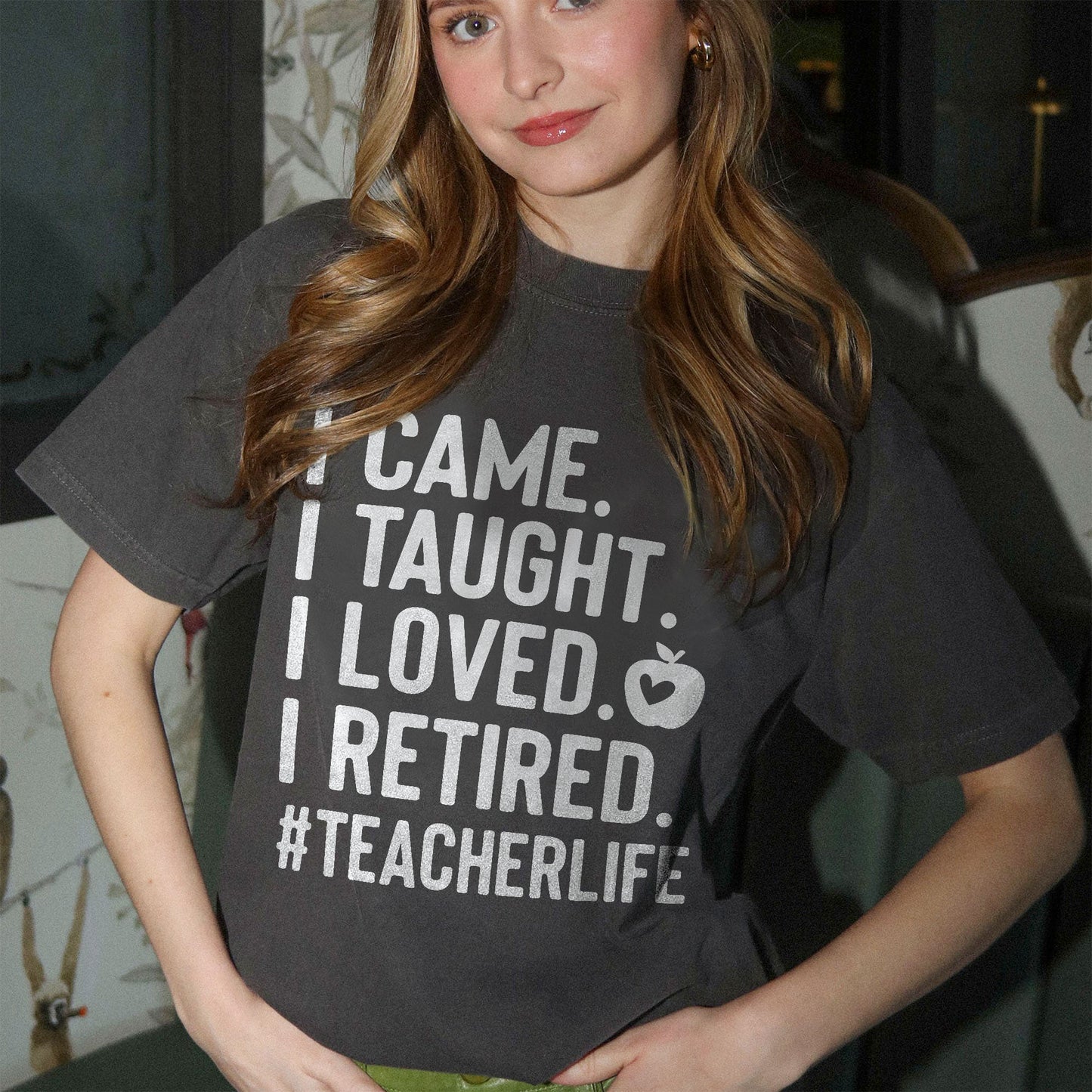 I Came I Taught I Loved I Retired T-Shirt - Funny Shirt For Teacher - Black - Up To 5XL