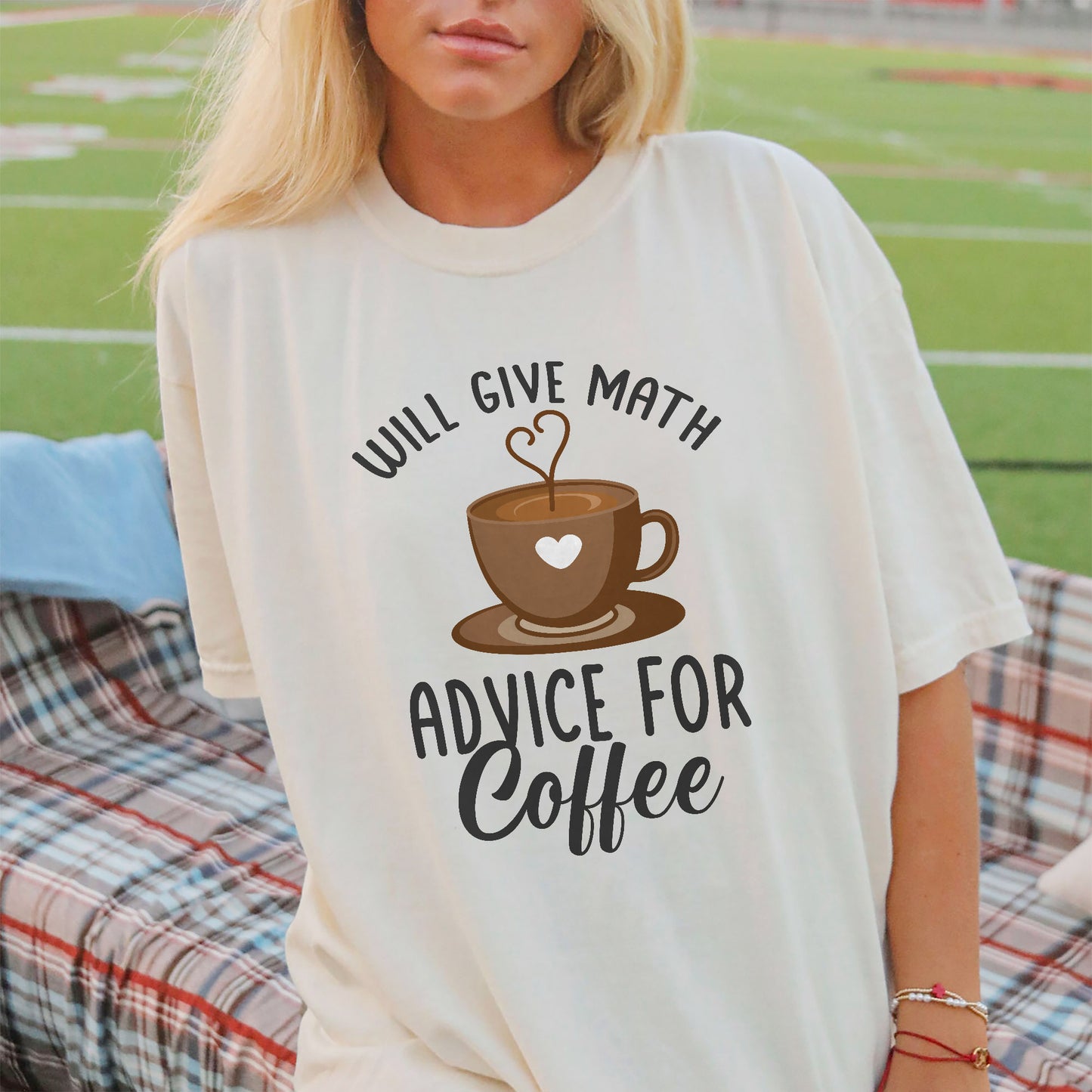 Will Give Math Advice for Coffee T-Shirt - Funny Shirt For Teacher - Natural - Up To 5XL