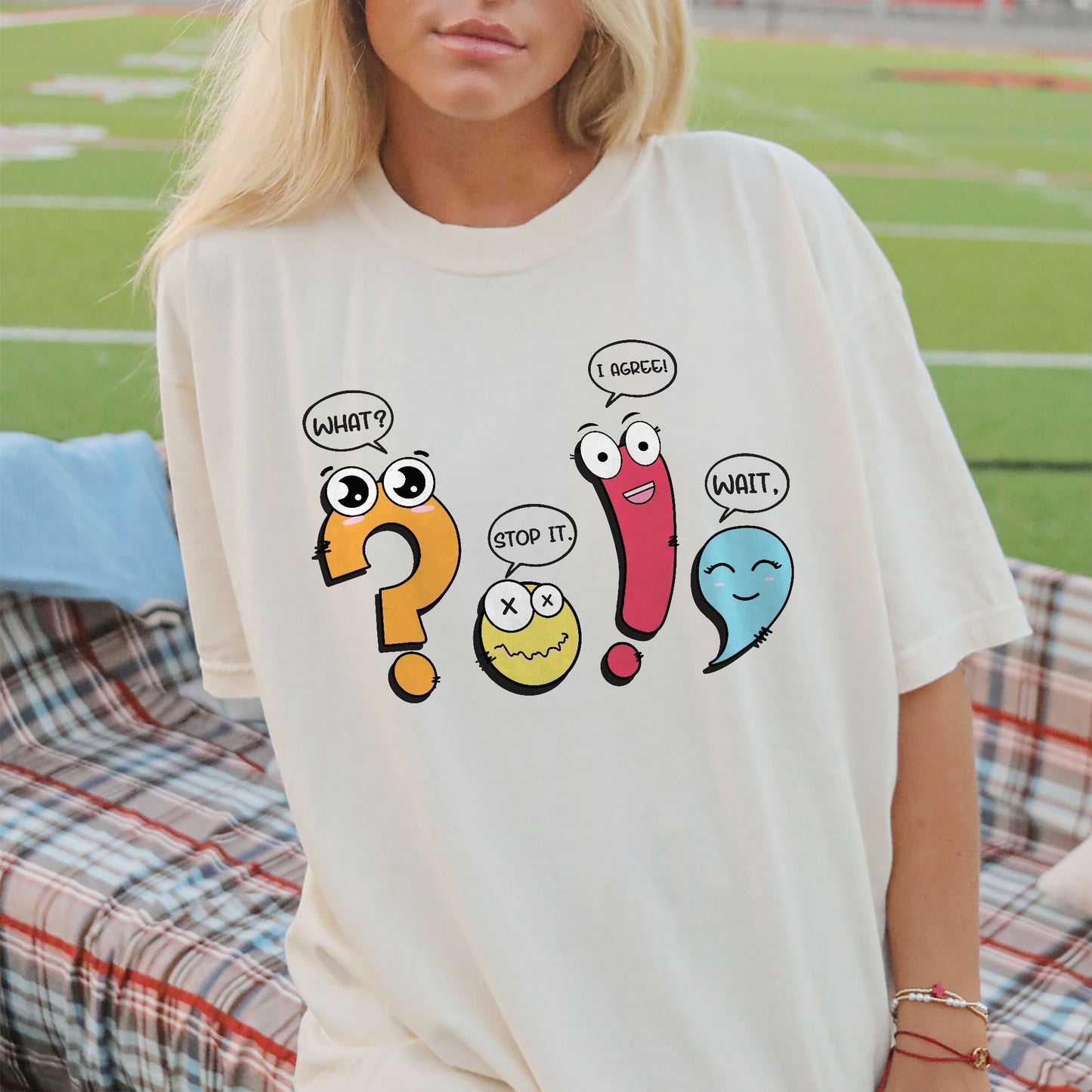 Wait What Stop It I Agree, Funny Grammar Punctuation T-Shirt - Funny Shirt For Teacher - White- Up To 5XL