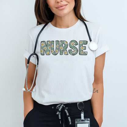 Funny Shirt For Nurse- Nurse Flower Tee -White - Up To 5XL