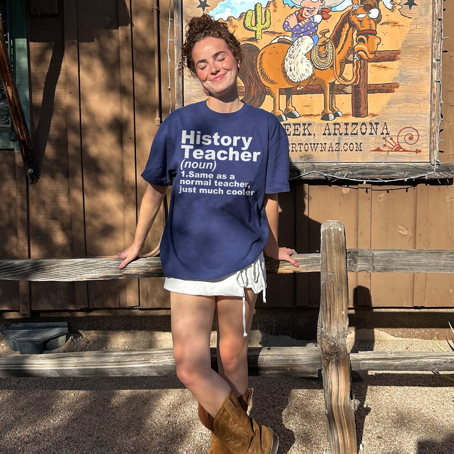 History Teacher (noun) T-Shirt -  Funny Shirt For Teacher - Navy - Up To 5XL