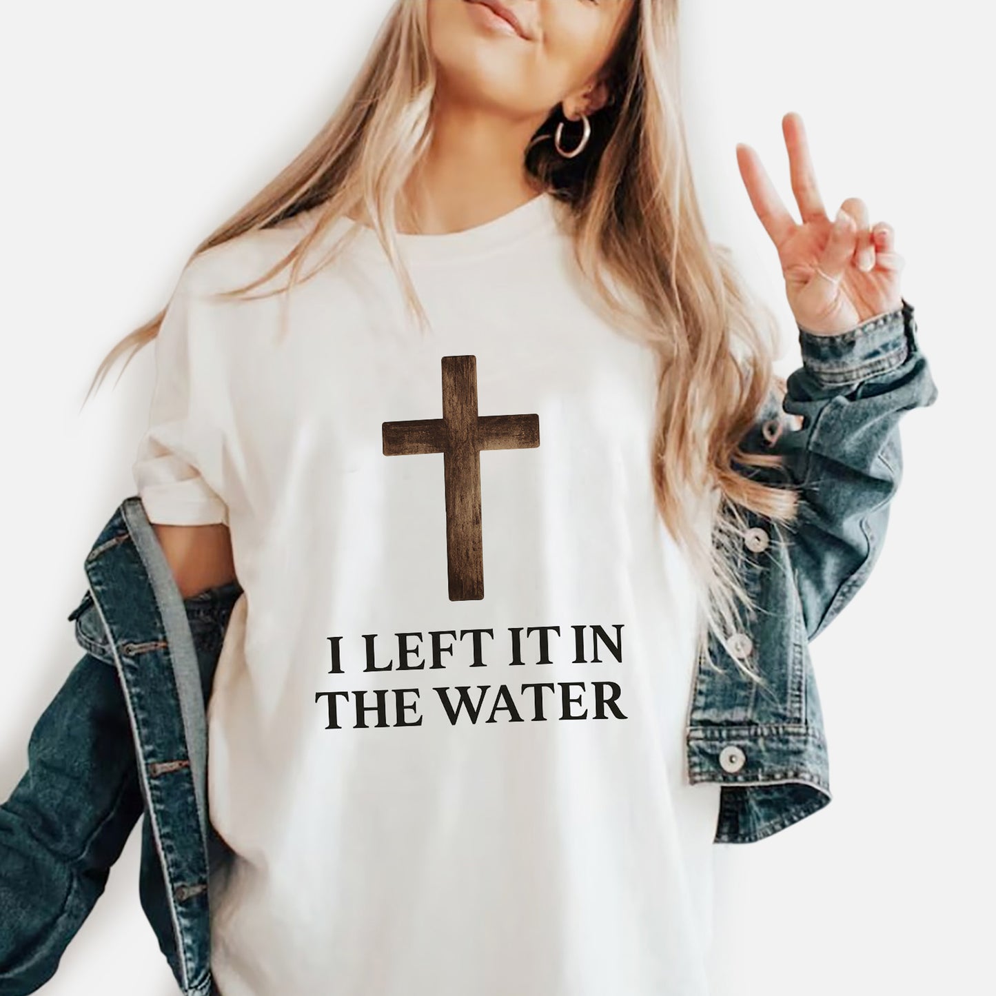I Left It In The Water T-Shirt  -  Funny Jesus Shirt For Christians- White- Up To 5XL