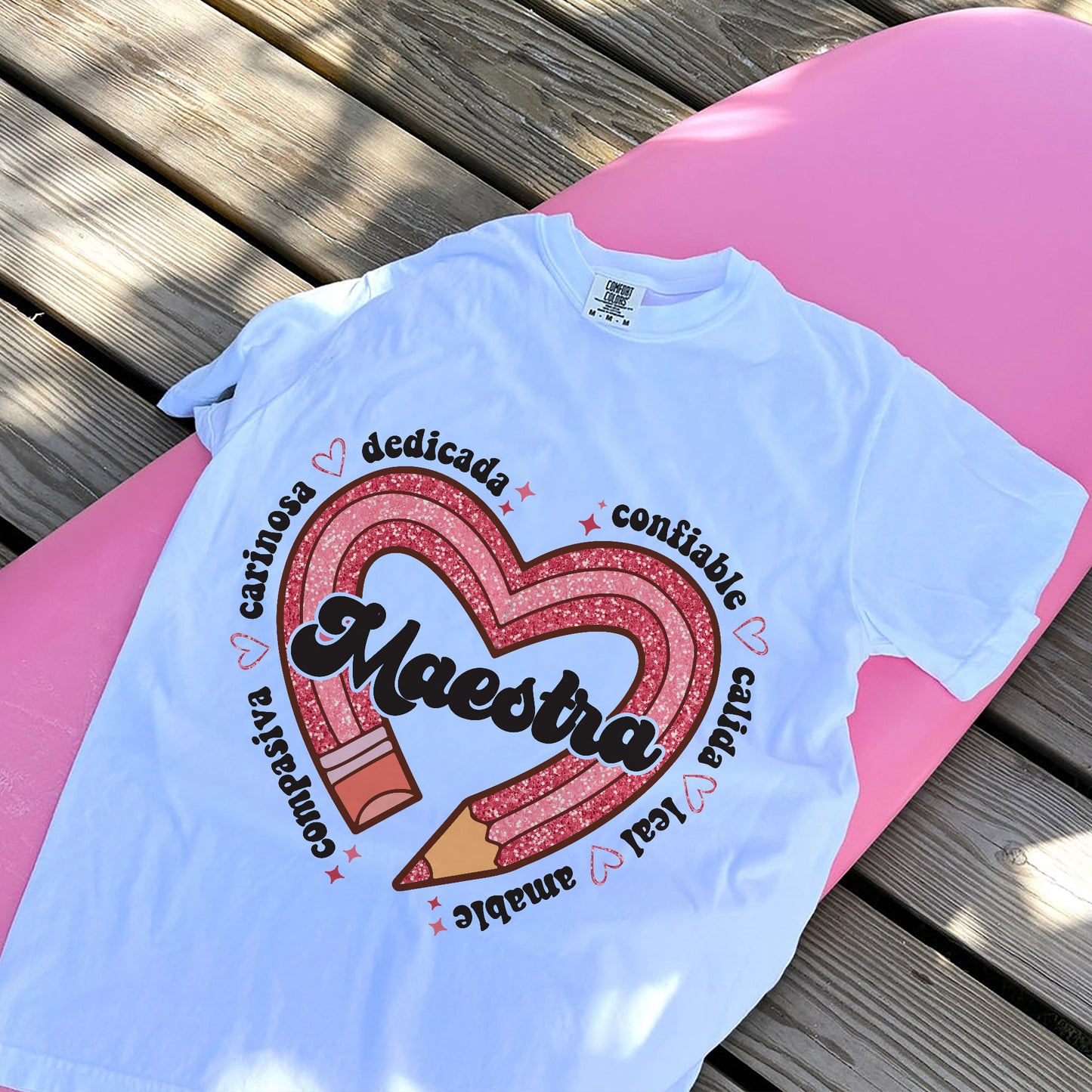Maestra Tee – Spanish Teacher Appreciation T-Shirt -  Funny Shirt For Teacher - White- Up To 5XL