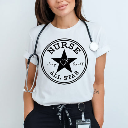 Nurse Deep Breath All-Star T-Shirt  - Gift Tees For Nurse - White- Up To 5XL
