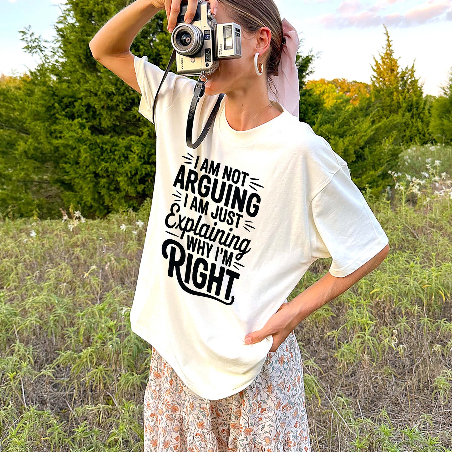 Funny Women Shirt - I’m Not Arguing, I’m Just Explaining Why I’m Right Tee -Sarcastic Humor Tee - Natural - Up To 5XL