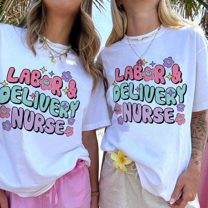 Funny Shirt For L&D Nurse - Labor and Delivery CNA Nurse Tee - White - Up To 5XL