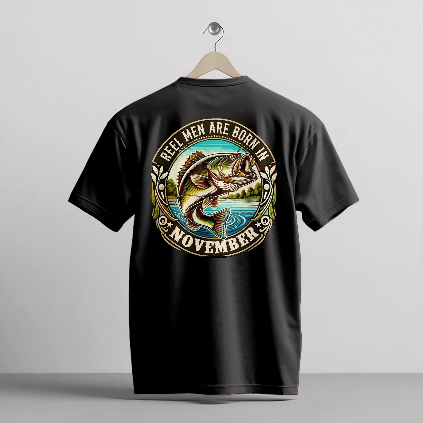 Fishing Birthday Gift Tee for Fisherman - Reel Men Are Born In November Shirt – Black – Up To 5XL