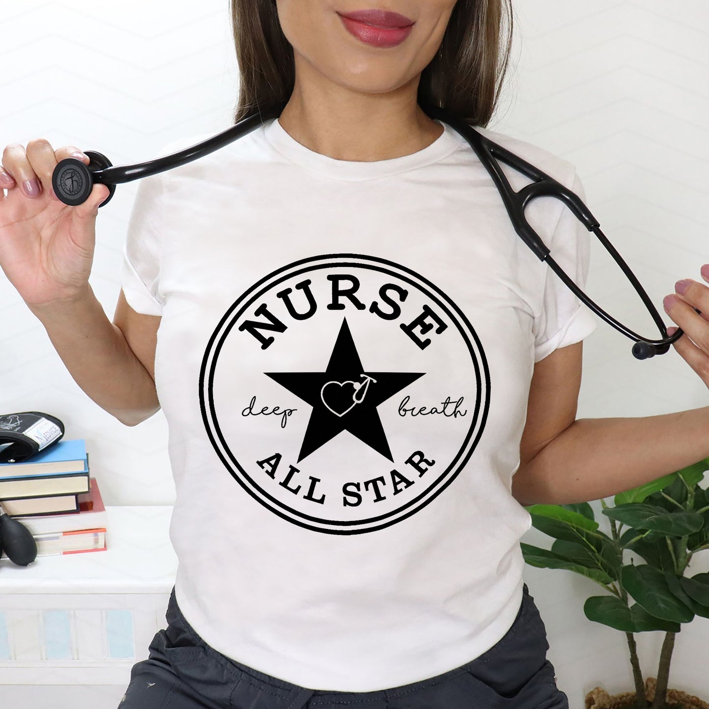 Nurse Deep Breath All-Star T-Shirt  - Gift Tees For Nurse - White- Up To 5XL