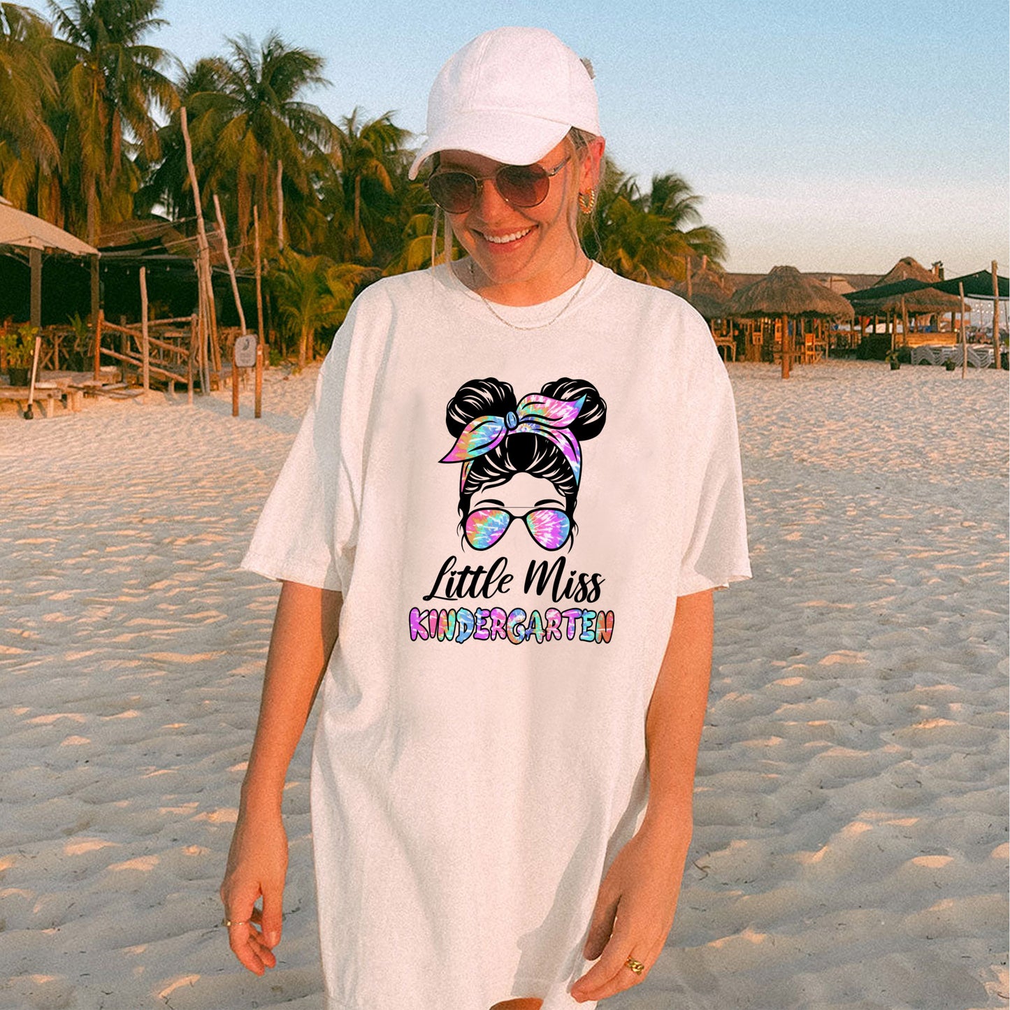 Little Miss Kindergarten Shirt – Girls Back To School Tee –  White – Up To 5XL