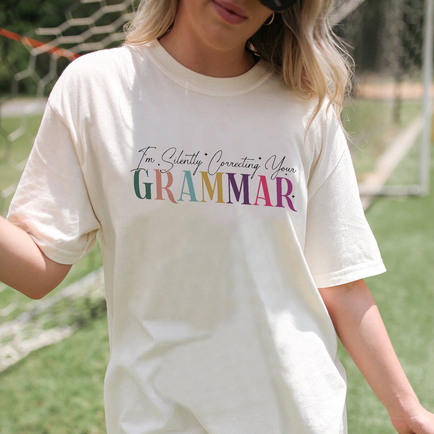 I’m Silently Correcting Your Grammar T-Shirt  -  Funny Shirt For Teacher - Natural - Up To 5XL