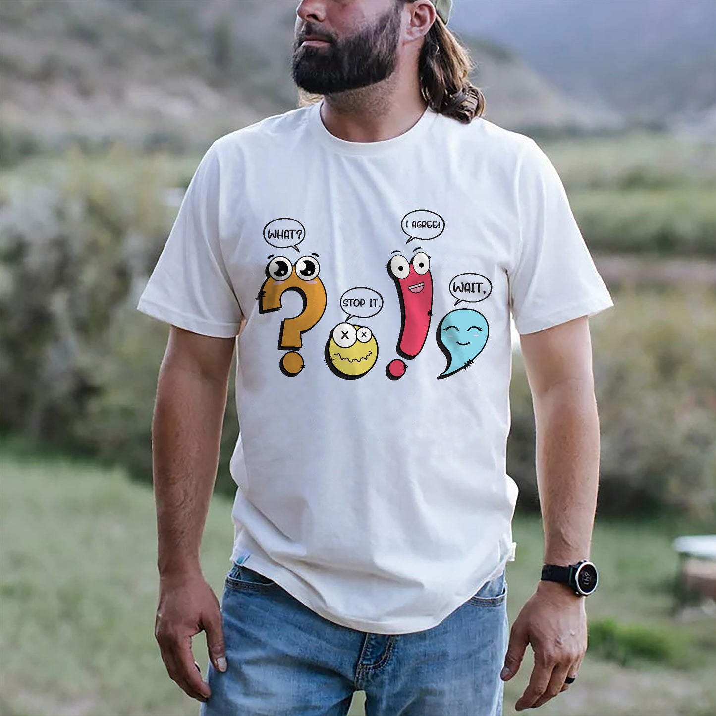 Wait What Stop It I Agree, Funny Grammar Punctuation T-Shirt -  Funny Shirt For Teacher - White- Up To 5XL