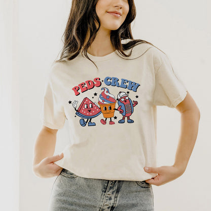 PEDS Crew T-Shirt - Funny Tees For  pediatric Nurse - Natural- Up To 5XL