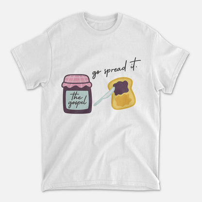The Gospel Go Spread It T-Shirt  -  Funny Jesus Shirt For Christians- White- Up To 5XL