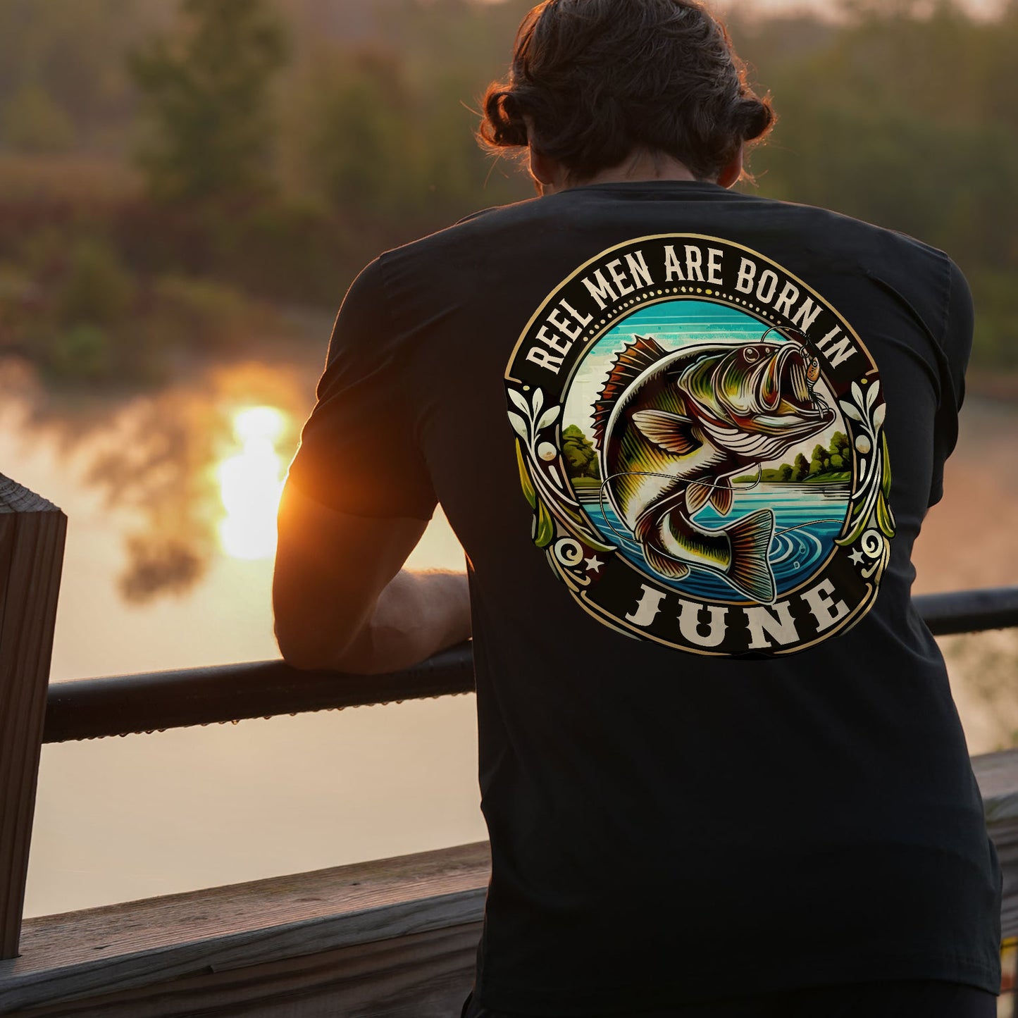 Fishing Birthday Gift Tee for Fisherman - Reel Men Are Born In June Shirt – Black – Up To 5XL