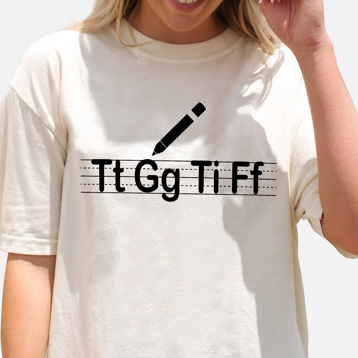 Tt Gg Ti Ff T-Shirt -  Funny Shirt For Teacher - Natural - Up To 5XL