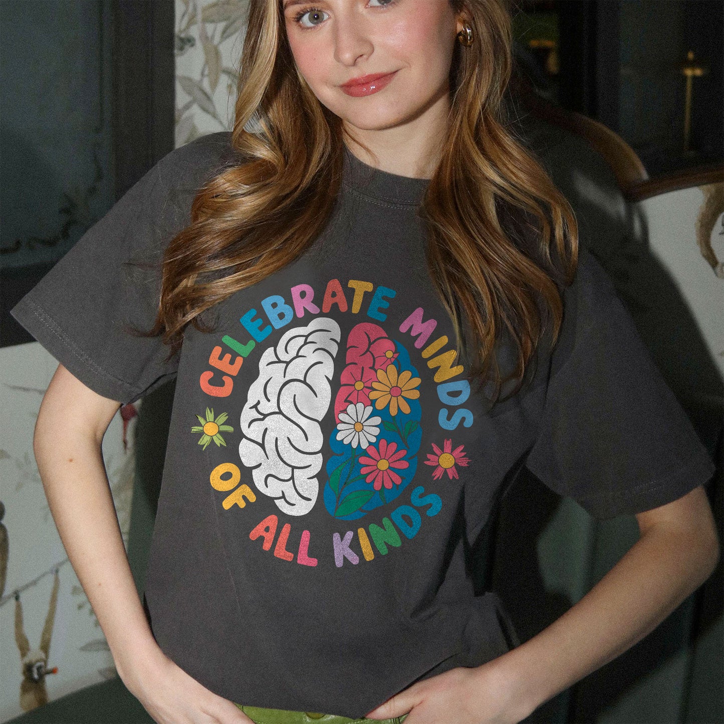 Celebrate Minds of All Kinds T-Shirt  -  Funny Shirt For Teacher - Black - Up To 5XL
