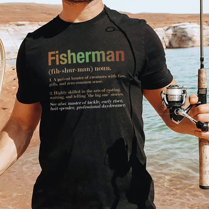 Funny Fishing Tee – Fisherman Identify Noun Shirt –  Black – Up To 5XL