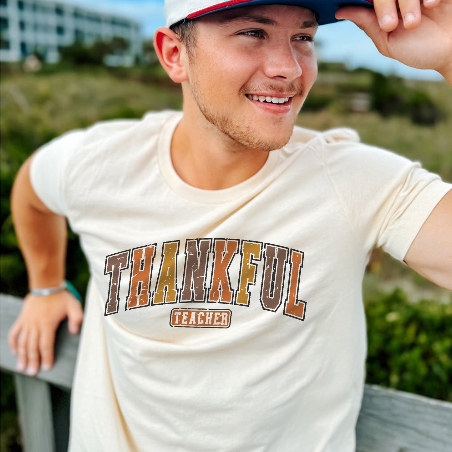 Thankful Teacher T-Shirt -  Funny Shirt For Teacher - Natural - Up To 5XL
