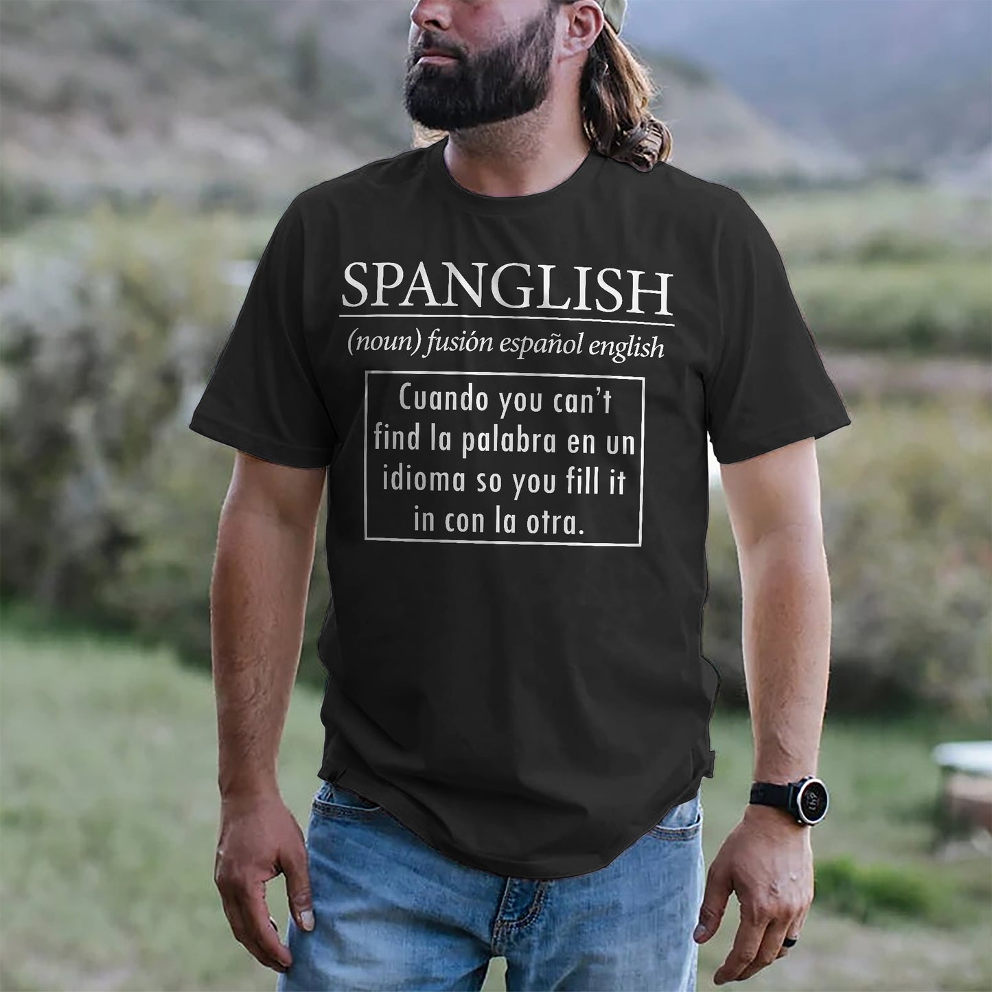 Spanglish Noun T-Shirt -  Funny Shirt For Teacher - Black - Up To 5XL