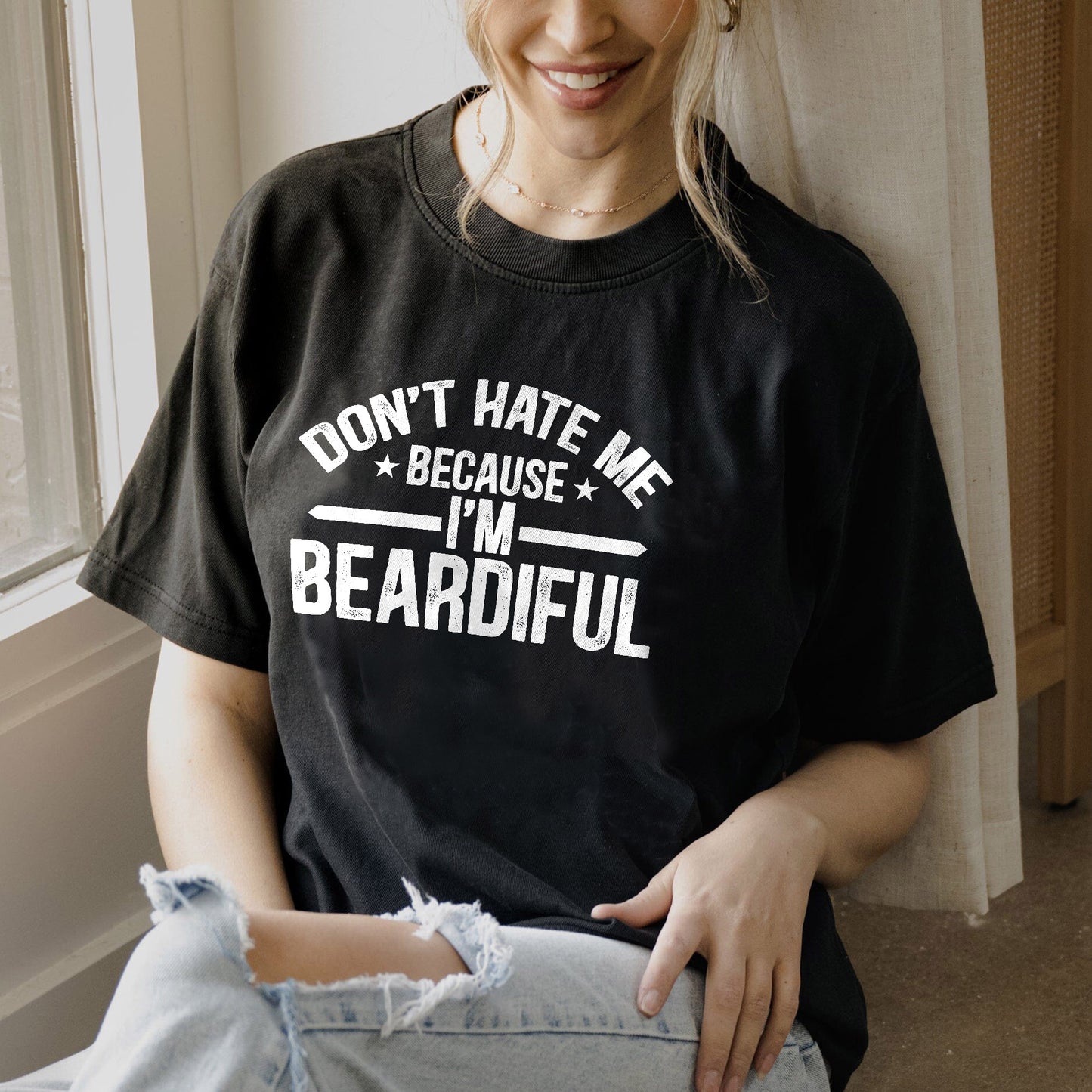 Funny Women Tee - Don’t Hate Me Because I’m Beautiful T-Shirt - Black- Up To 5XL