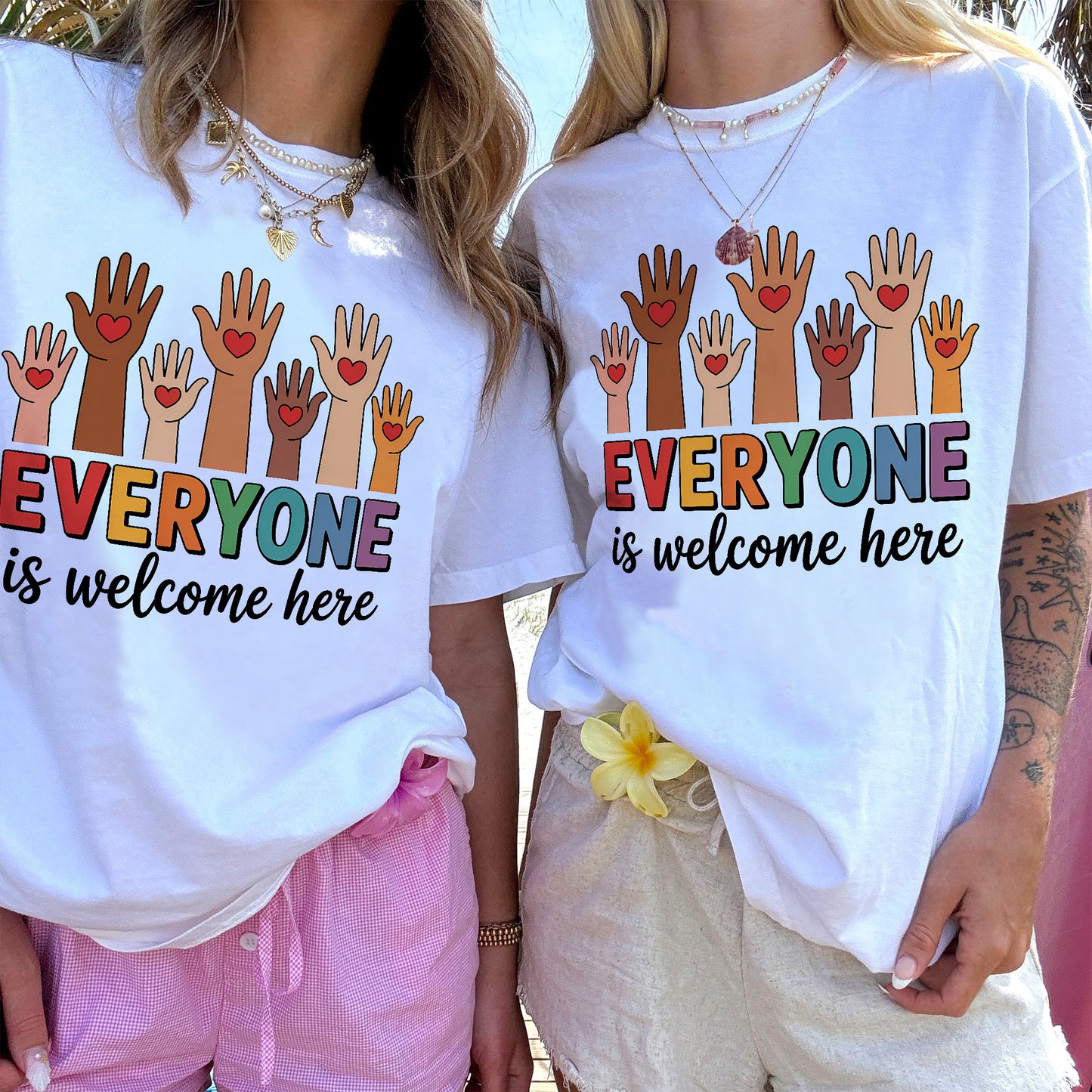 Everyone Is Welcome Here T-Shirt -  Funny Shirt For Teacher - White- Up To 5XL
