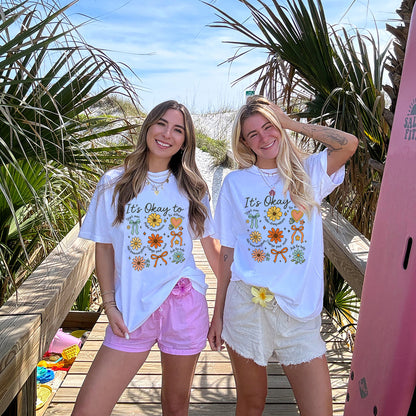 It’s Okay To Boho Floral T-Shirt  -  Funny Shirt For Teacher - White- Up To 5XL