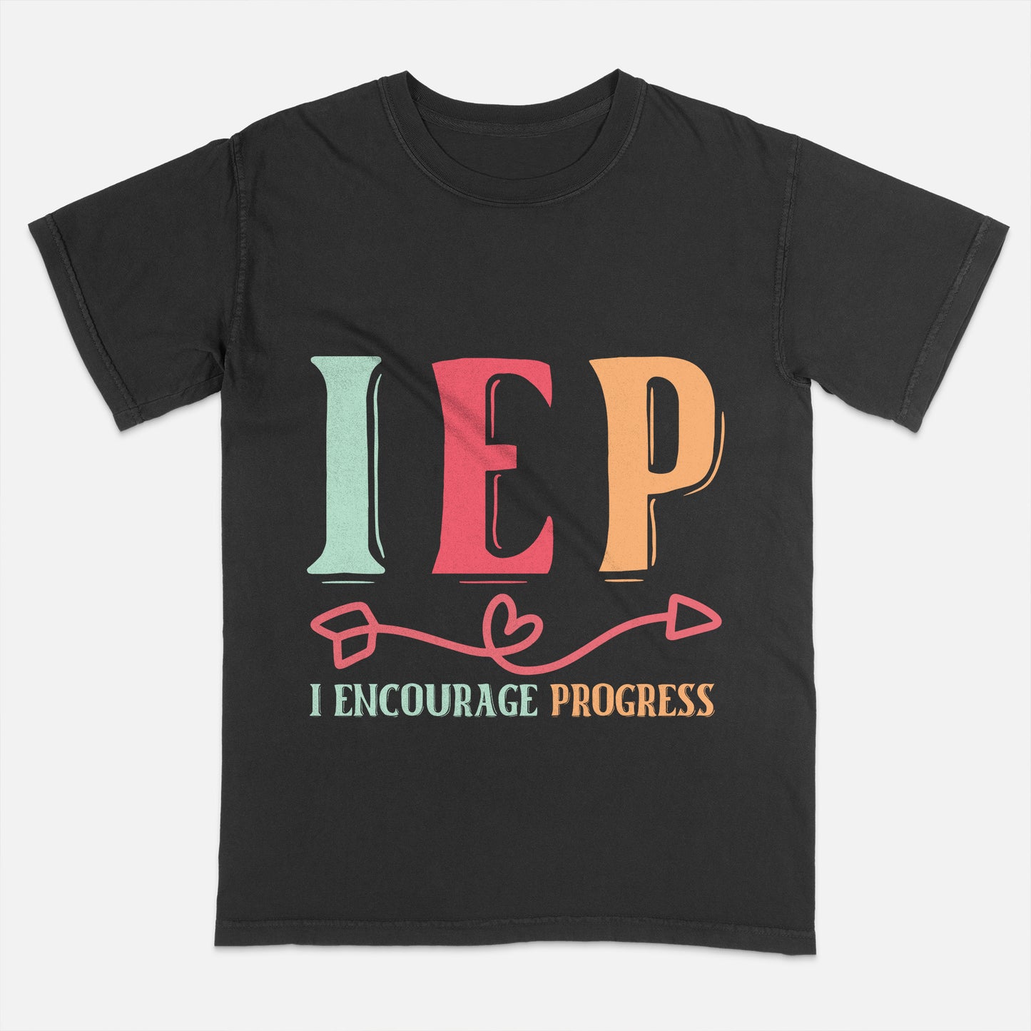 Encourage Progress Tee – Inspirational SPED Education Teacher Funny T-Shirt  -  Black - Up To 5XL