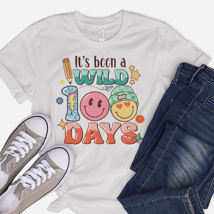 It’s Been a Wild 100 Days T-Shirt  -  Funny Shirt For Teacher - White- Up To 5XL