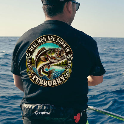 Fishing Birthday Gift Tee for Fisherman - Reel Men Are Born In February Shirt –  Black – Up To 5XL