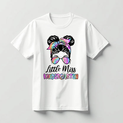 Little Miss Kindergarten Shirt – Girls Back To School Tee –  White – Up To 5XL