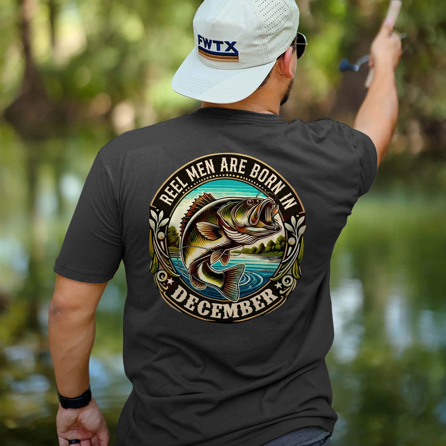 Fishing Birthday Gift Tee for Fisherman – Reel Men Are Born In December Shirt – Black – Up To 5XL