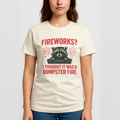 Dumpster Fire Raccoon Shirt – Funny 4th of July Fireworks Meme Tee – Natural Tee - Up To 5X