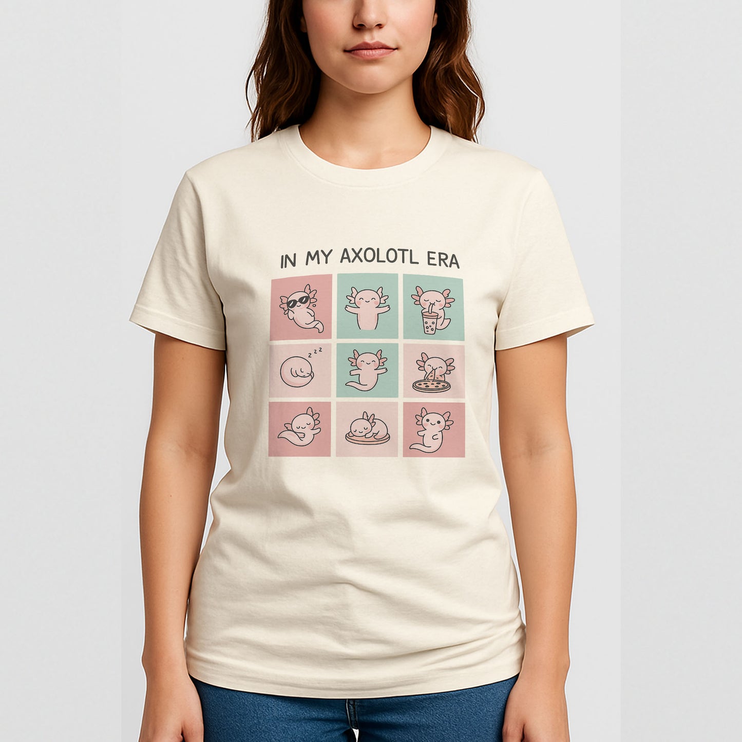In My Axolotl Era Funny T-Shirt – Cute Kawaii Axolotl Shirt  - Natural - Up To 5XL