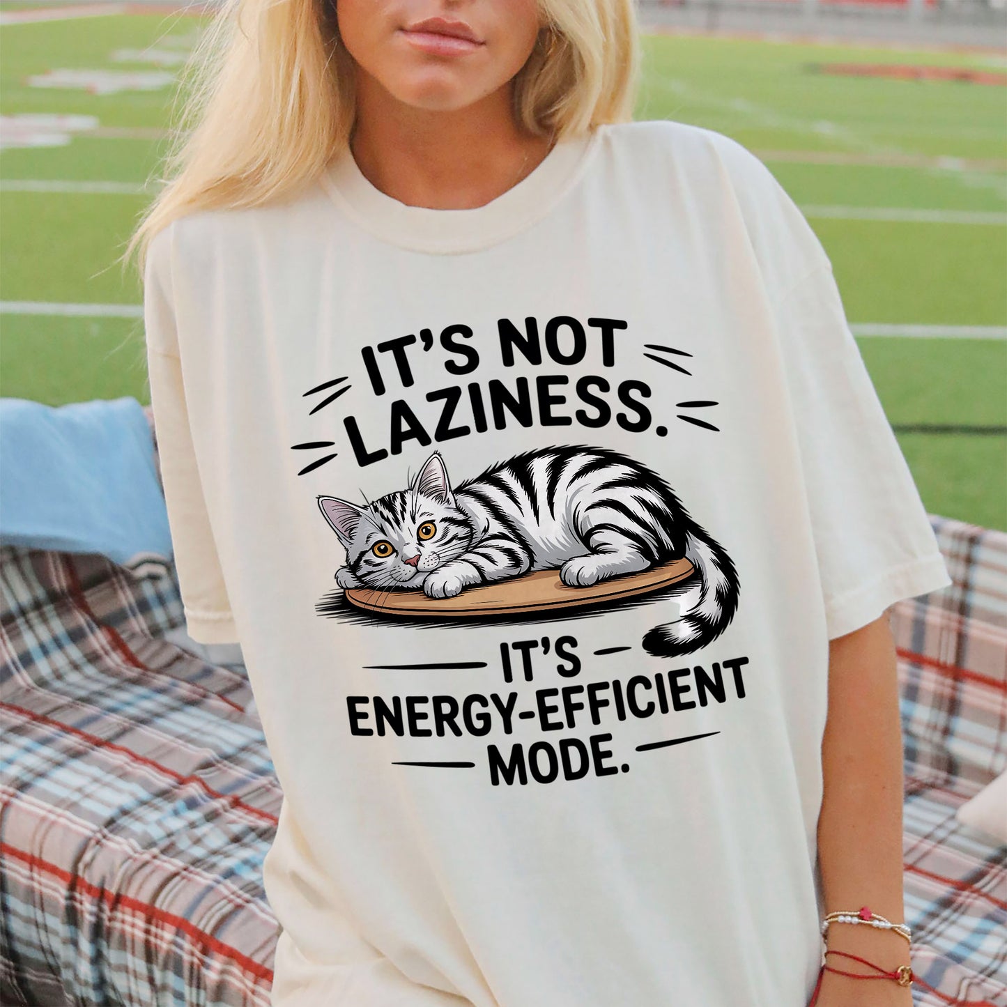Funny Cat Shirt – It's Not Laziness It's Energy Efficient Mode – Lazy Humor T-Shirt for Women  - Natural - Up To 5XL