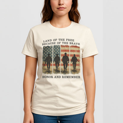 Land Of The Free Because Of The Brave Shirt – Patriotic Military Independence Day Tee – Natural Tee - Up To 5X