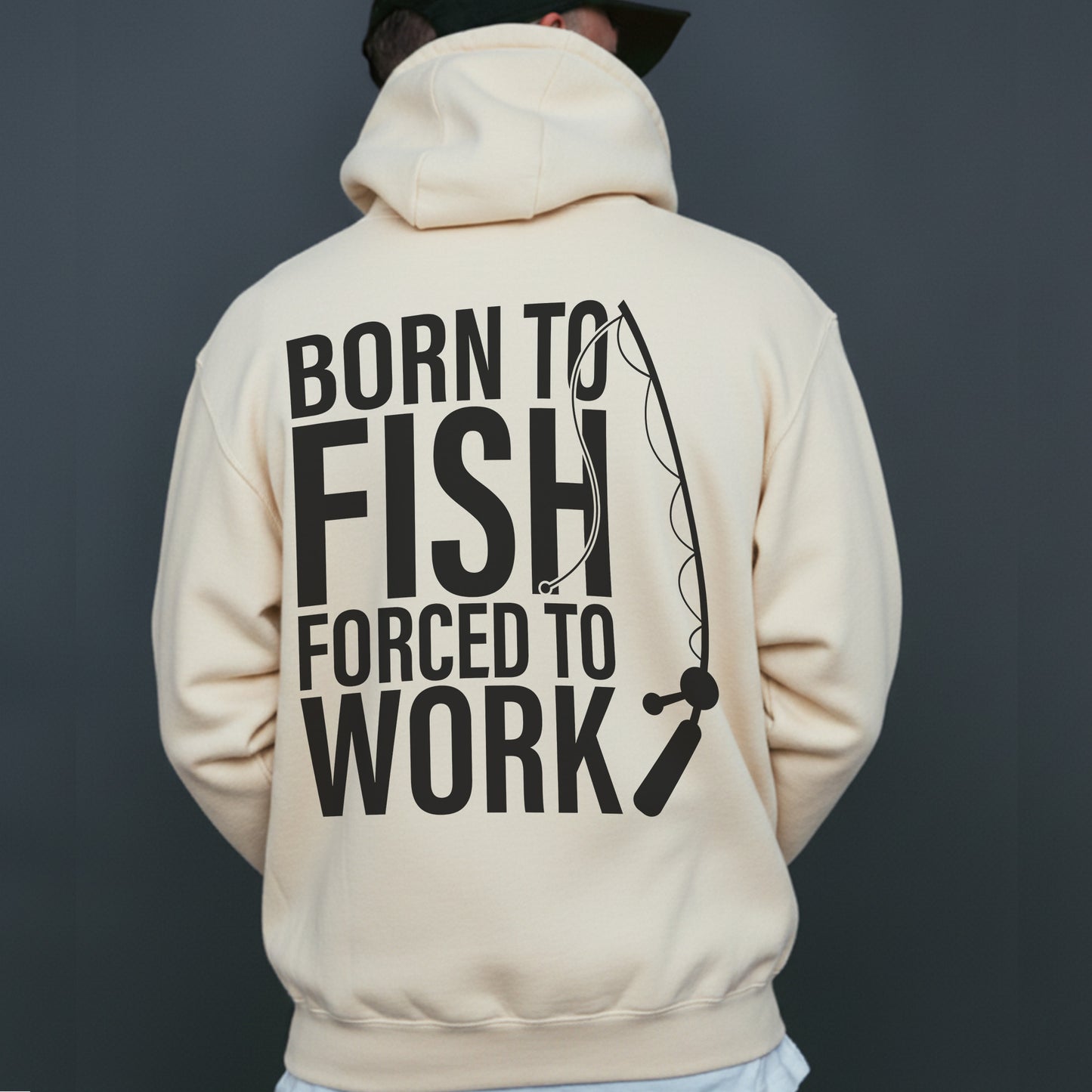 Born to Fish Forced to Work Hoodie – Funny Fishing Hoodie for Anglers, Fisherman Gift, Bass Fishing Apparel