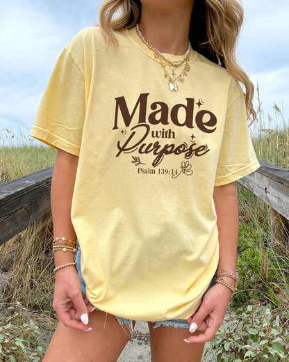 Made with Purpose Christian Comfort Colors® Tee | Psalm 139:13–16 Women's Graphic Shirt