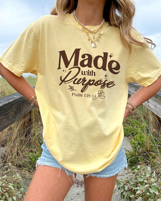 Made with Purpose Christian Comfort Colors® Tee | Psalm 139:13–16 Women's Graphic Shirt