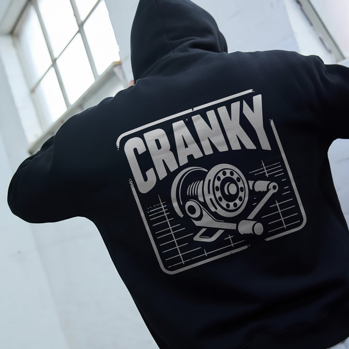 Cranky Fishing Reel Hoodie – Funny Angler Hoodie for Fishermen, Crankbait Fishing Apparel, Fisherman Gift
