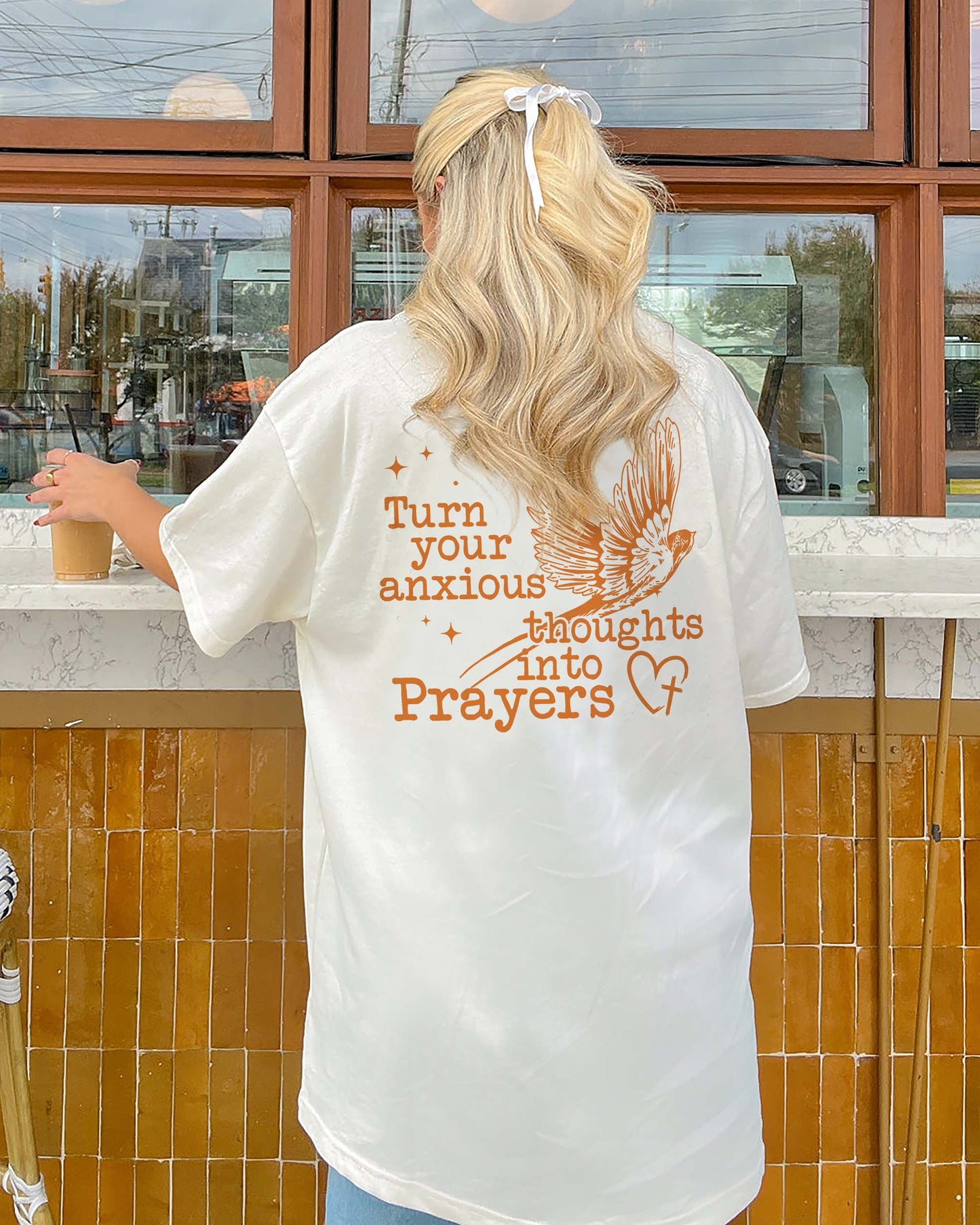 Turn Your Anxious Thoughts Into Prayers Christian Comfort Colors® Tee | Philippians 4:6 Women's Graphic Shirt
