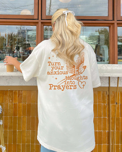Turn Your Anxious Thoughts Into Prayers Christian Comfort Colors® Tee | Philippians 4:6 Women's Graphic Shirt