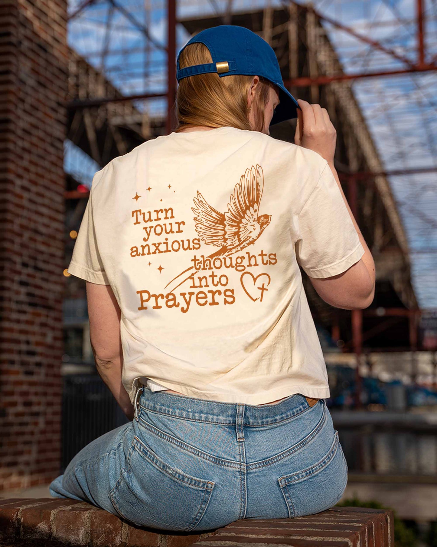 Turn Your Anxious Thoughts Into Prayers Christian Comfort Colors® Tee | Philippians 4:6 Women's Graphic Shirt