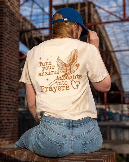 Turn Your Anxious Thoughts Into Prayers Christian Comfort Colors® Tee | Philippians 4:6 Women's Graphic Shirt