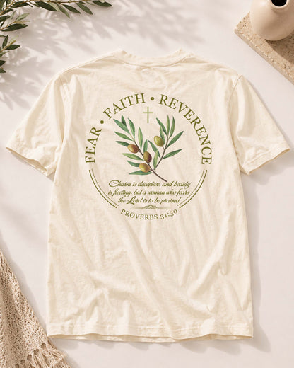 Fear • Faith • Reverence Christian Women's T-Shirt | Proverbs 31:30 Graphic Tee