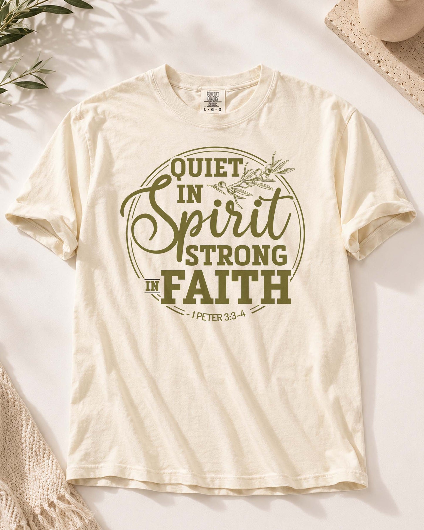 Quiet in Spirit Strong in Faith Tee | 1 Peter 3 Christian Women Shirt