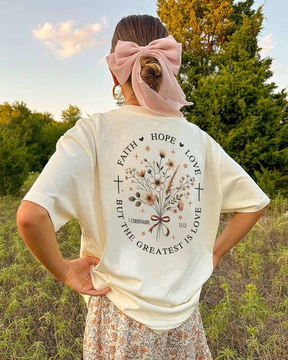 Faith, Hope & Love Floral Christian T-Shirt