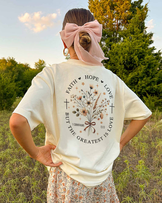 Faith, Hope & Love Floral Christian T-Shirt
