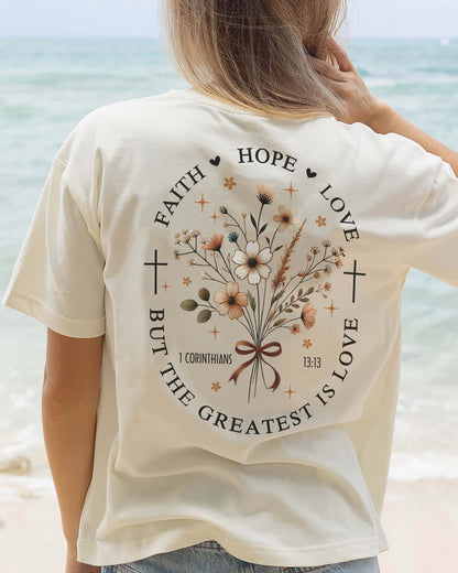 Faith, Hope & Love Floral Christian T-Shirt